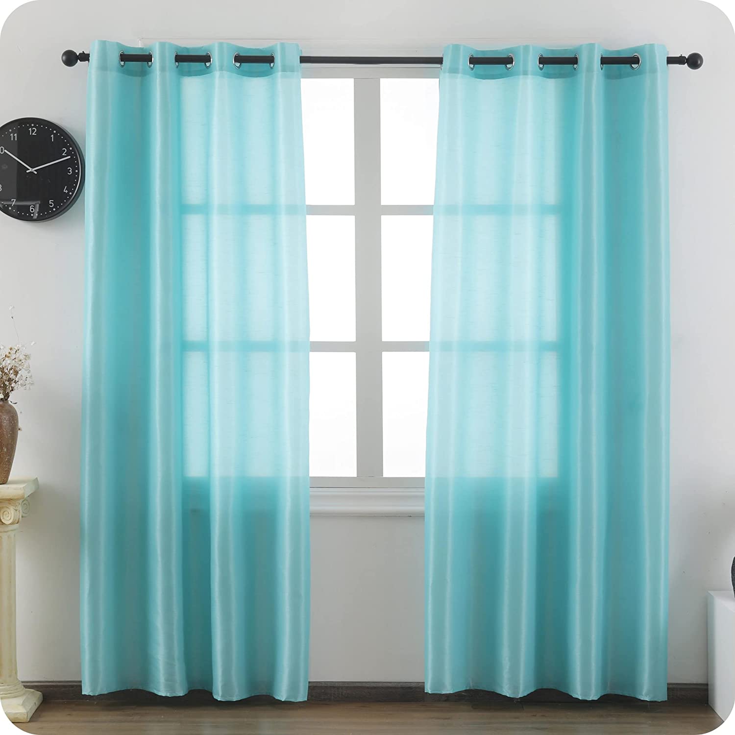 Cortinas Translúcidas de Salón 140x260cm, 2 Piezas- Azul