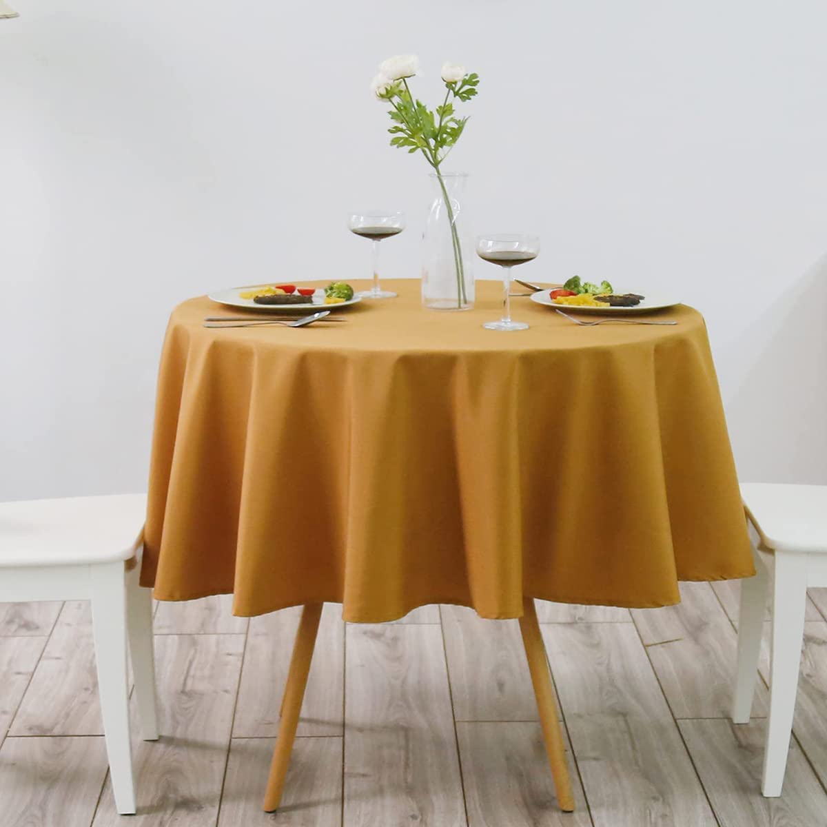 Mantel de Mesa Antimanchas Redonda de Tejido Impermeable (180CM Ø, Negro)