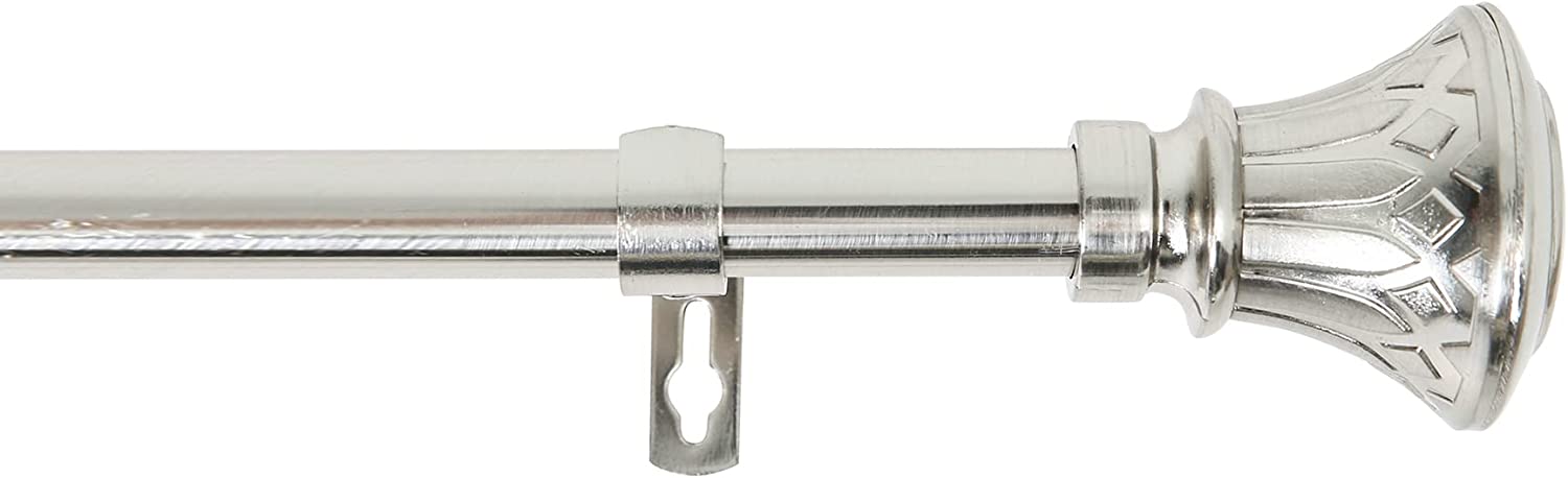 Barra Cortina Extensible Metal 19 mm. Extensible 1,1 / 2,0 Metros Niquel  Mate Esfera Sin Anilla - MundoMagna