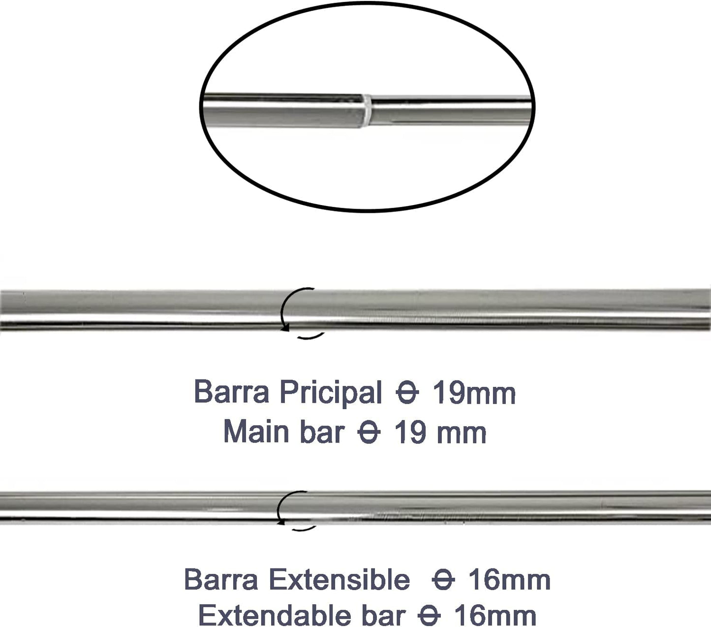 Cortina Extensible con Terminales en Estilo de Piña Redondeado - Barra Cortina Decolativa incluiye Soportes y Anillos