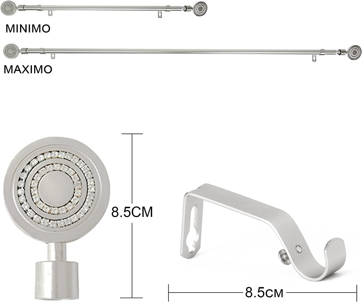 Barra Cortina Extensible Forja Universal - Barra Cortina Decolativa Extensible de Acero incluiye Soportes y Anillos