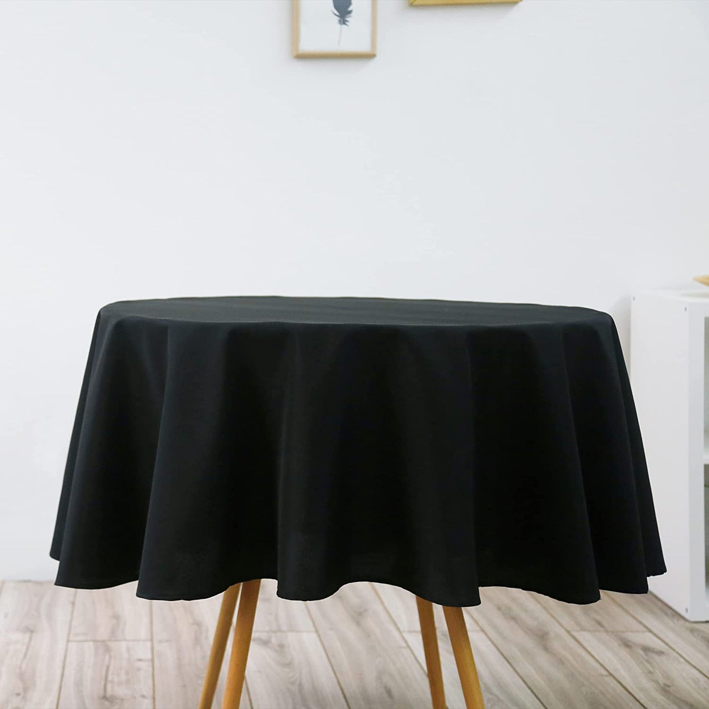 Mantel de Mesa Antimanchas Redonda de Tejido Impermeable (180CM Ø, Negro)