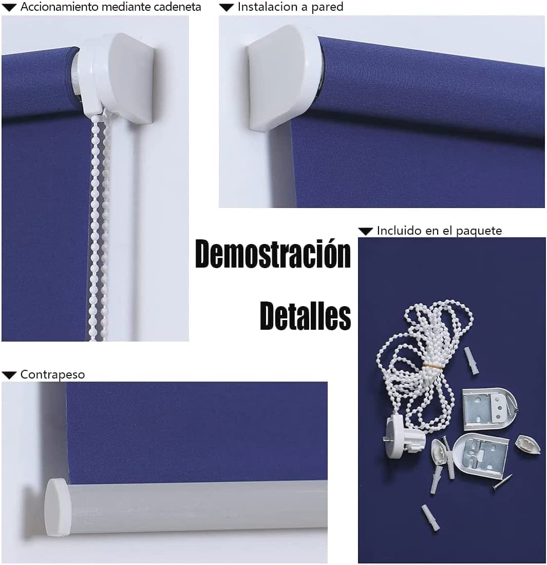 Estor Enrollable para Ventana SemiTranslúcido Liso de Poliéster