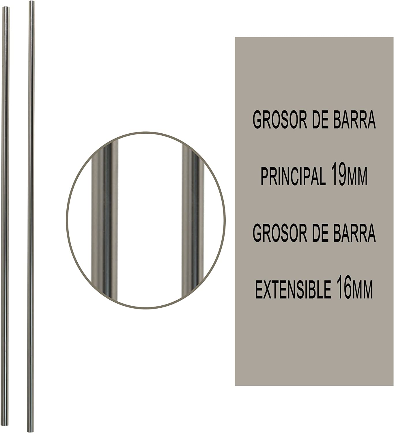 Barra Cortina Extensible Forja Universal - Barra Cortina Decolativa Extensible de Acero incluiye Soportes y Anillos