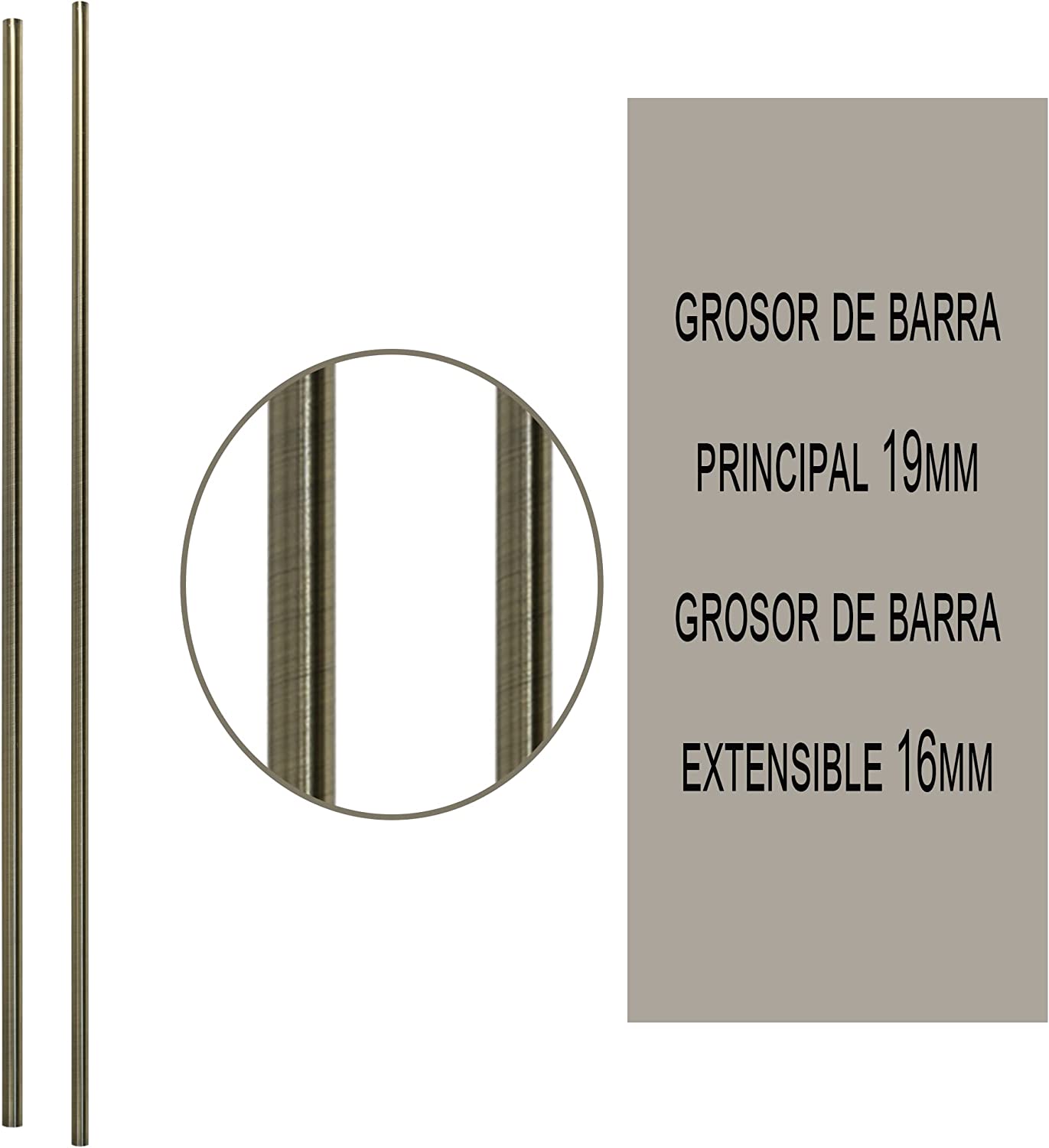 Barra Cortina Extensible Forja Universal - Barra Cortina Decolativa Extensible de Acero incluiye Soportes y Anillos