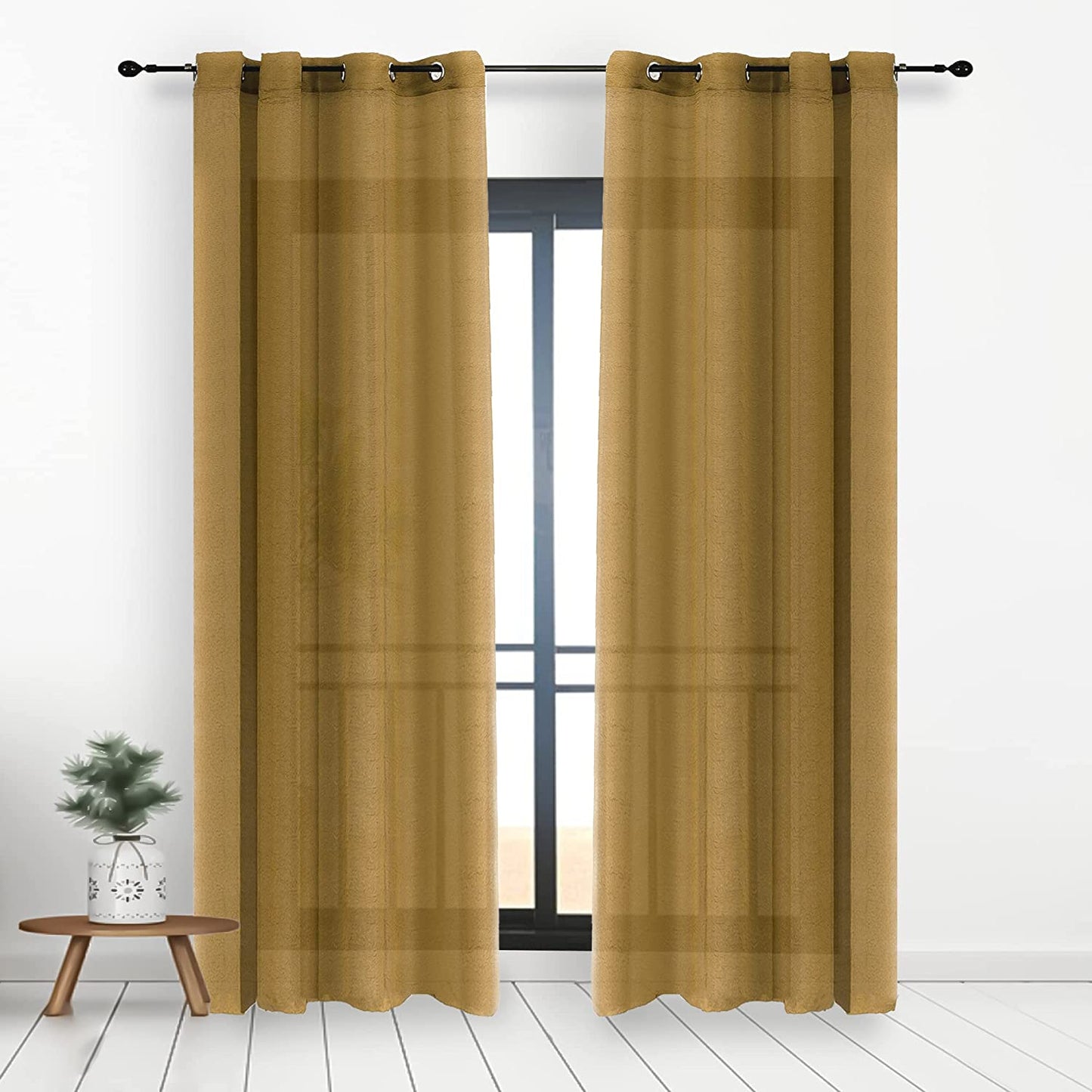 Cortina Translucido Liso para Ventana - Cortina con Ojales Poliéster Color Sólido para Salón Dormitorio 140x260cm