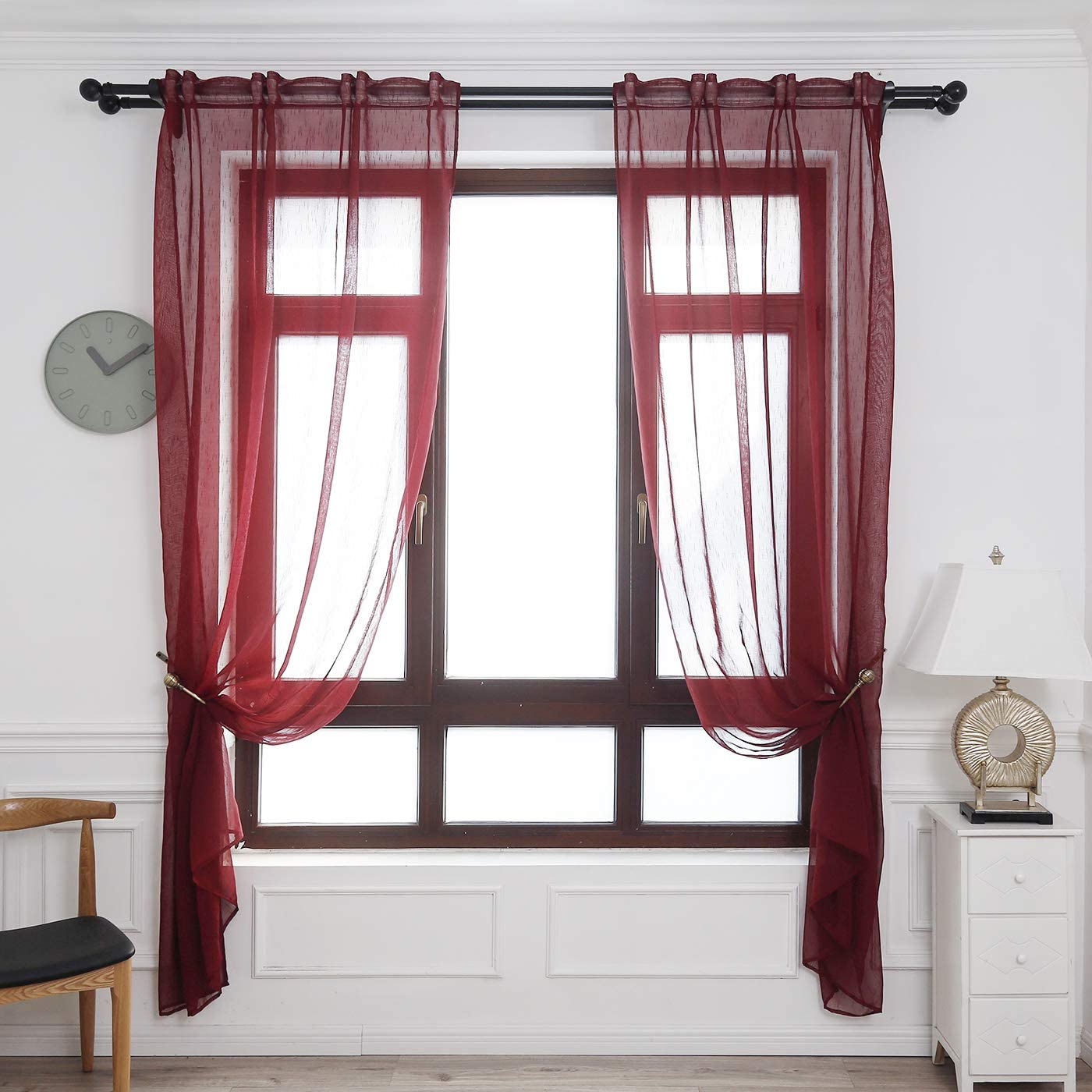 Cortinas opacas de velcro sin perforación, paneles de cortina, ventana de  bahía de dormitorio, cortinas transparentes translúcidas y opacas,  adecuadas