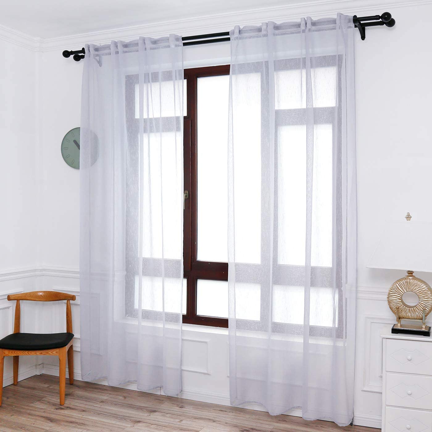 Cortina transparente para ventana, juego de cortinas traslúcidas para  cocina, cortinas de media ventana de privacidad para dormitorio, sala de  estar