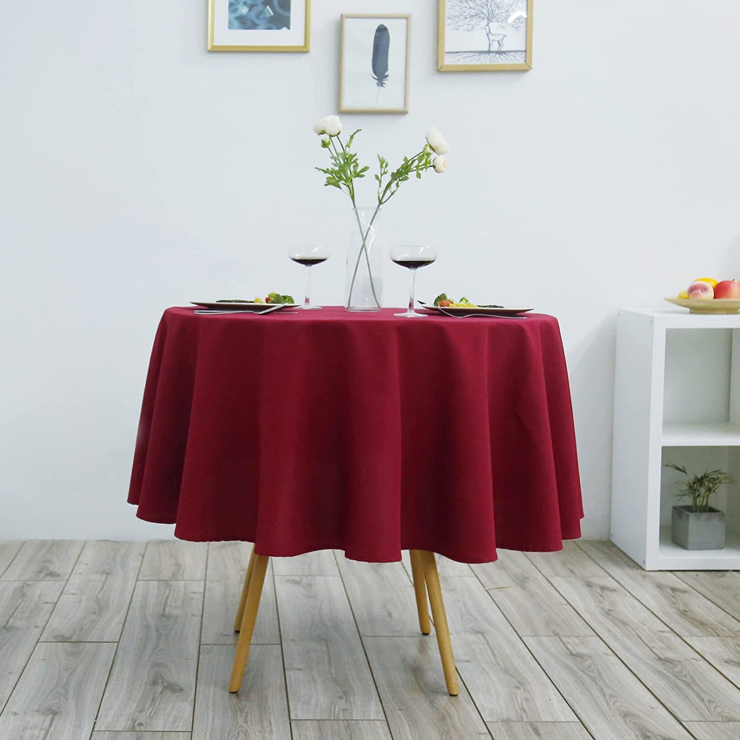 Mantel de Mesa Antimanchas Redonda de Tejido Impermeable (180CM Ø, Negro)