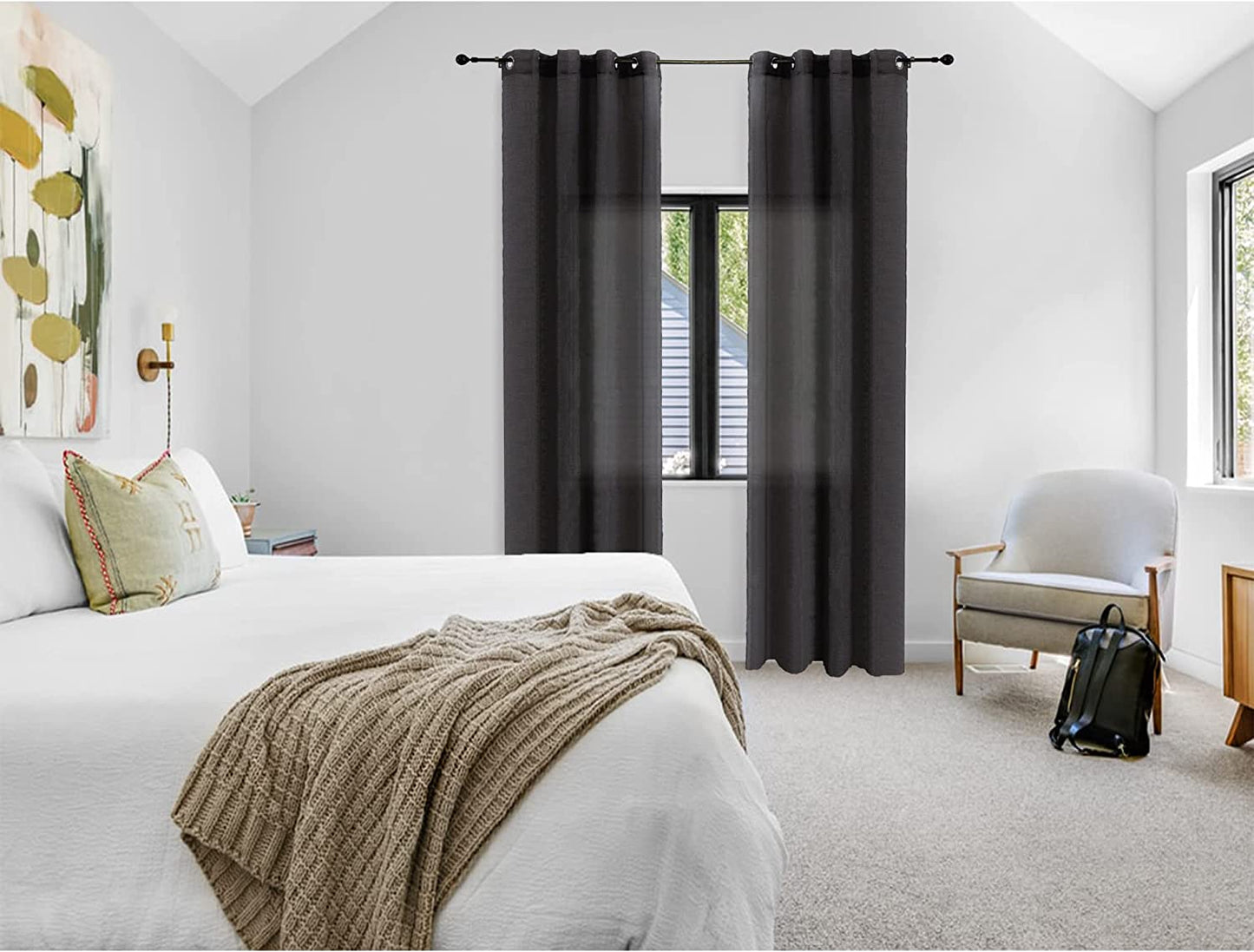 Cortina Translucido Liso para Ventana - Cortina con Ojales Poliéster Color Sólido para Salón Dormitorio 140x260cm