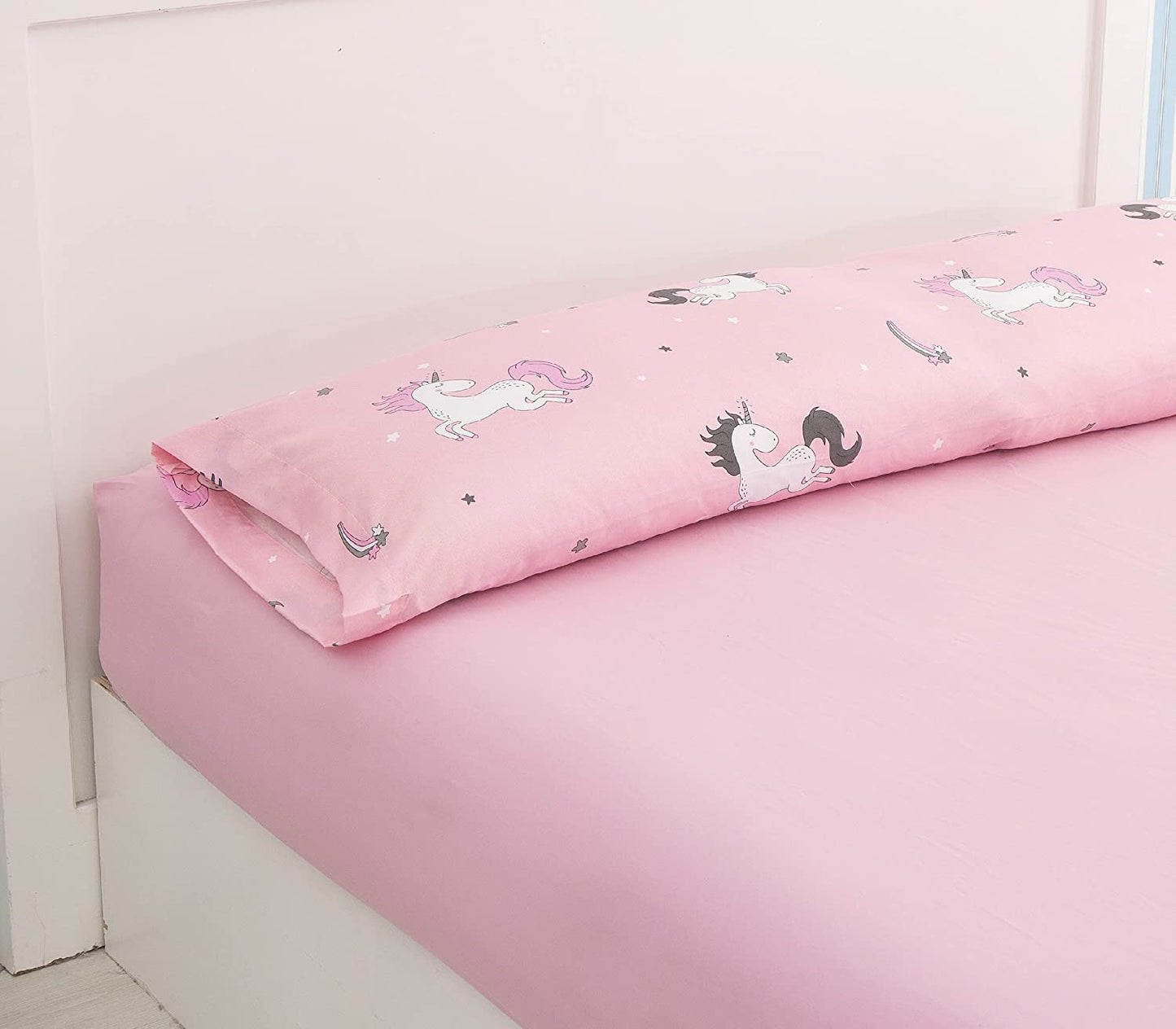 Juego de Sábanas Infantil para Cama 3 Piezas - 1 Sábanas Bajera Ajustable Cama 90cm con Encimera 165x260cm y 1 Funda de Almohada Larga Cama de 90x190-200cm