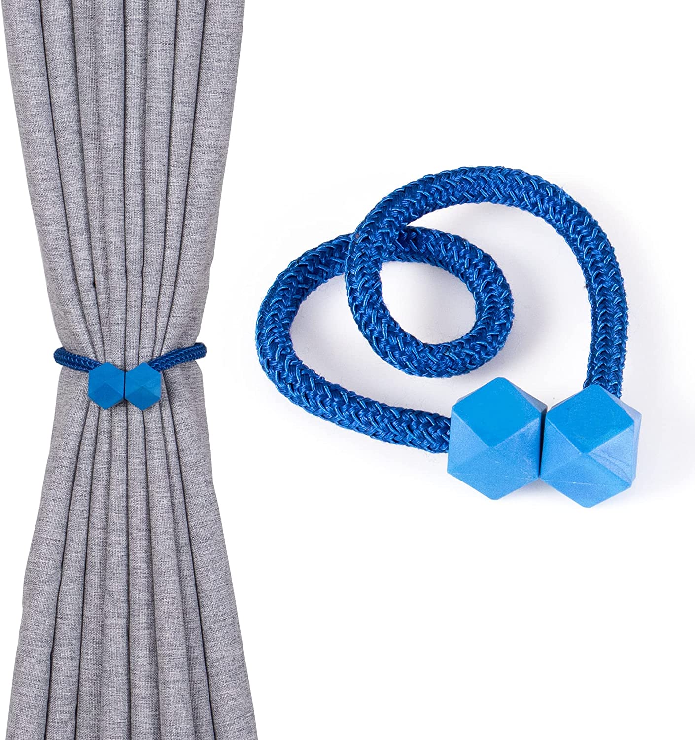 Hebilla sujeta cortinas de estilo europeo, de alta calidad, cuerda con  borla para sujetar cortinas, un par, Tela, Gris azul, Medio