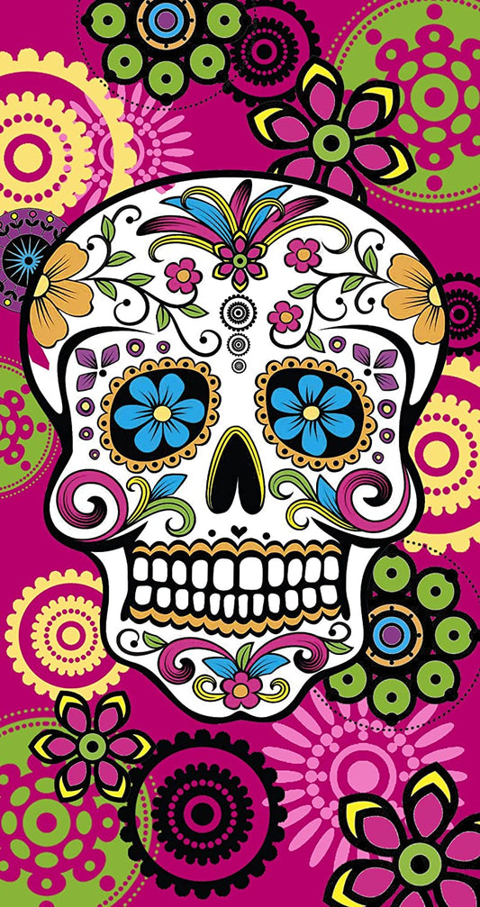 Toalla de Playa  Calavera Rosa Microfibra 75x145cm