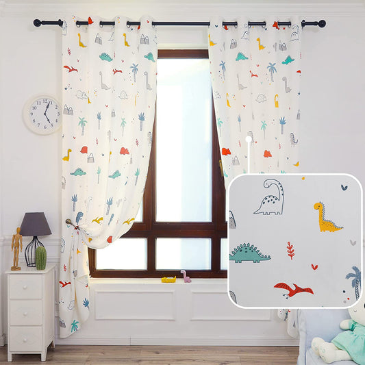 Cortinas Infantiles Niño Semiopaco Dos Paneles de 140x260cm- Cortinas Visillos Juveniles Animales para Habitación Sala de Estar 2 Piezas