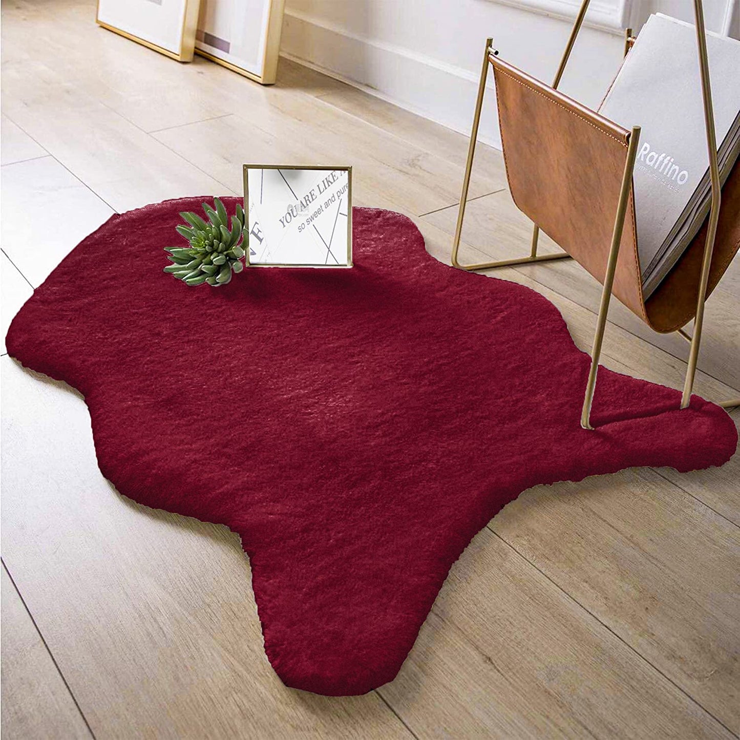 Alfombra De Piel De Conejo Artificial Extra Suave - Alfombra de Pelo para Salón, Habitación, Dormitorio, Forma Irregular