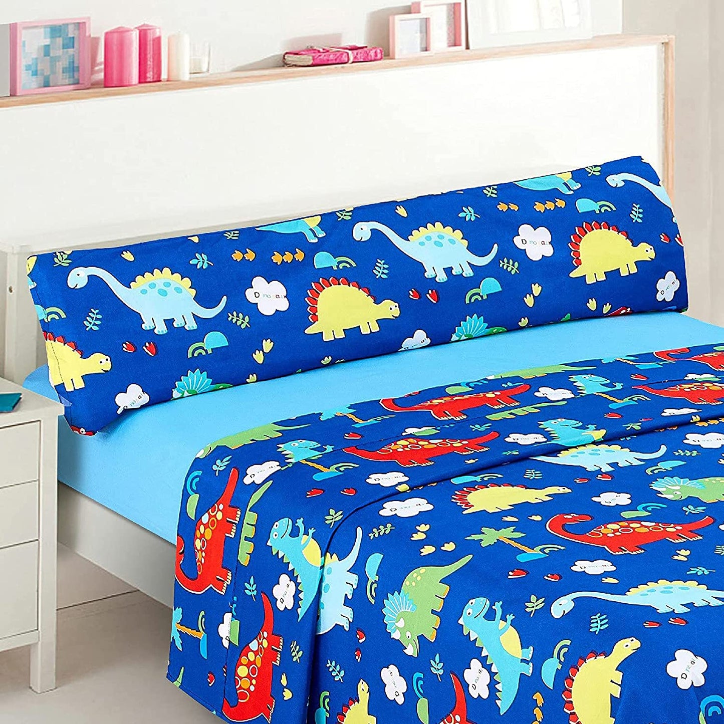 Juego de Sábanas Infantil para Cama 3 Piezas - 1 Sábanas Bajera Ajustable Cama 90cm con Encimera 165x260cm y 1 Funda de Almohada Larga Cama de 90x190-200cm